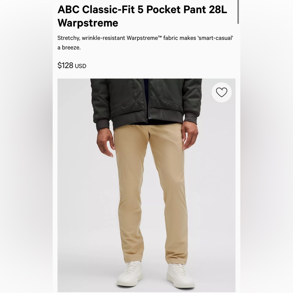 Lululemon Mens ABC Classic Fit 5 Pocket Pant Warpstreme